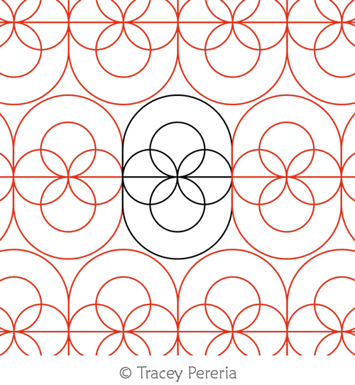 Retro Circles  by Tracey Pereira. This image demonstrates how this computerized pattern will stitch out once loaded on your robotic quilting system. A full page pdf is included with the design download.