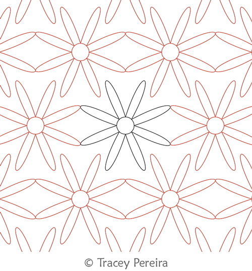 Digital Quilting Design Retro Flower by Tracey Pereira.