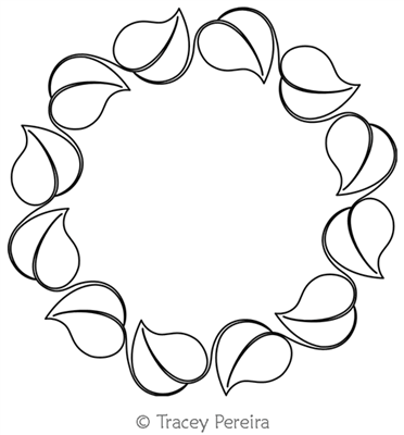 Sunflower Leaf  Wreath 4 by Tracey Pereira. This image demonstrates how this computerized pattern will stitch out once loaded on your robotic quilting system. A full page pdf is included with the design download.