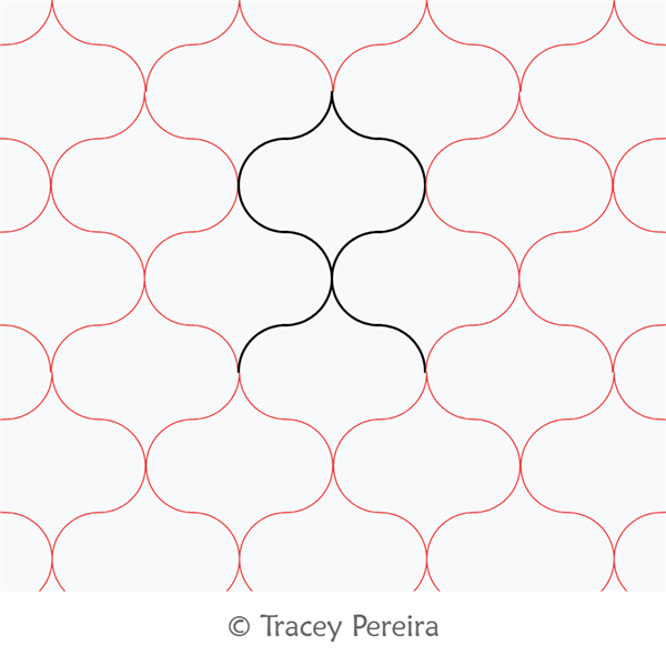 Double Ogee TP by Tracey Pereira. This image demonstrates how this computerized pattern will stitch out once loaded on your robotic quilting system. A full page pdf is included with the design download.