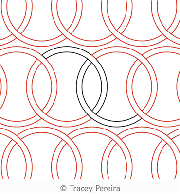 Simple Celtic Circles Panto by Tracey Pereira. This image demonstrates how this computerized pattern will stitch out once loaded on your robotic quilting system. A full page pdf is included with the design download.