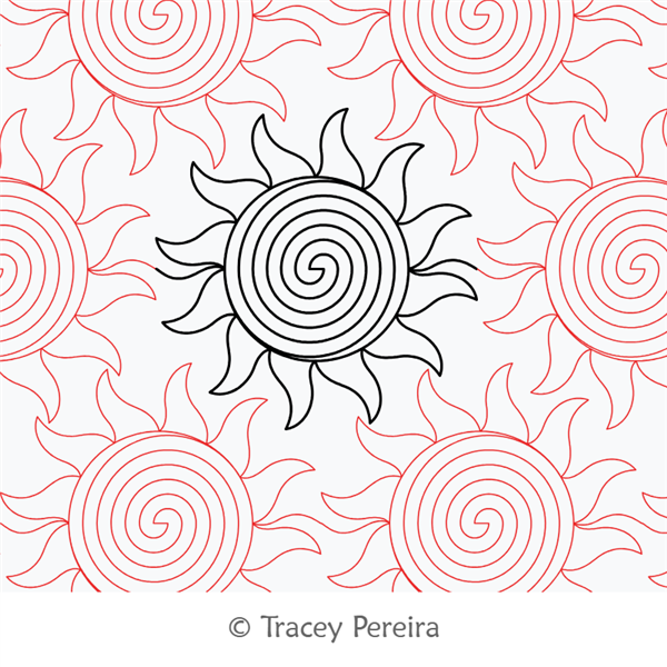 Summer Solstice by Tracey Pereira. This image demonstrates how this computerized pattern will stitch out once loaded on your robotic quilting system. A full page pdf is included with the design download.