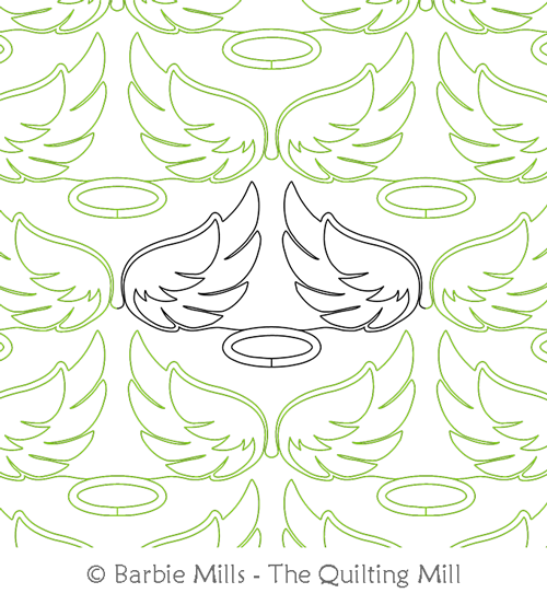 Angel Wings TQM by The Quilting Mill. This image demonstrates how this computerized pattern will stitch out once loaded on your robotic quilting system. A full page pdf is included with the design download.