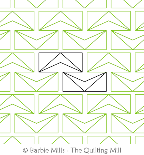 Brickwork Chevrons by The Quilting Mill. This image demonstrates how this computerized pattern will stitch out once loaded on your robotic quilting system. A full page pdf is included with the design download.