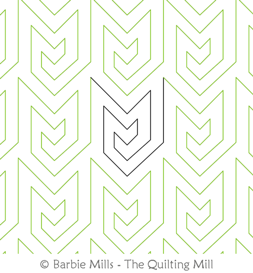 Chevron Maze by The Quilting Mill. This image demonstrates how this computerized pattern will stitch out once loaded on your robotic quilting system. A full page pdf is included with the design download.