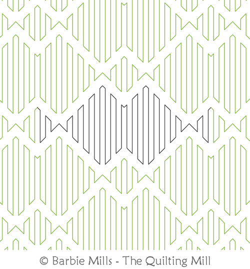 Double Chevron Negative by The Quilting Mill. This image demonstrates how this computerized pattern will stitch out once loaded on your robotic quilting system. A full page pdf is included with the design download.
