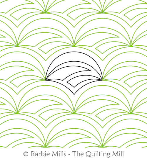 Easy Clamshell Wave by The Quilting Mill. This image demonstrates how this computerized pattern will stitch out once loaded on your robotic quilting system. A full page pdf is included with the design download.