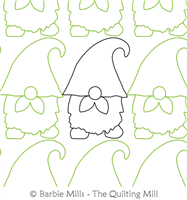Hand Drawn Gnome by The Quilting Mill. This image demonstrates how this computerized pattern will stitch out once loaded on your robotic quilting system. A full page pdf is included with the design download.
