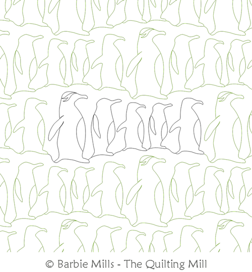 Penguin Panache by The Quilting Mill. This image demonstrates how this computerized pattern will stitch out once loaded on your robotic quilting system. A full page pdf is included with the design download.