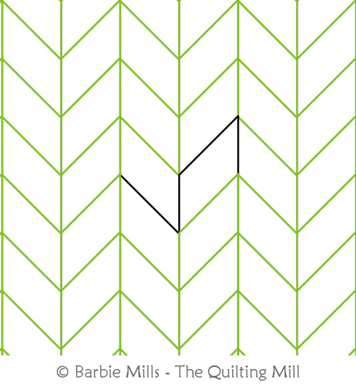 Simplest Chevron by The Quilting Mill. This image demonstrates how this computerized pattern will stitch out once loaded on your robotic quilting system. A full page pdf is included with the design download.