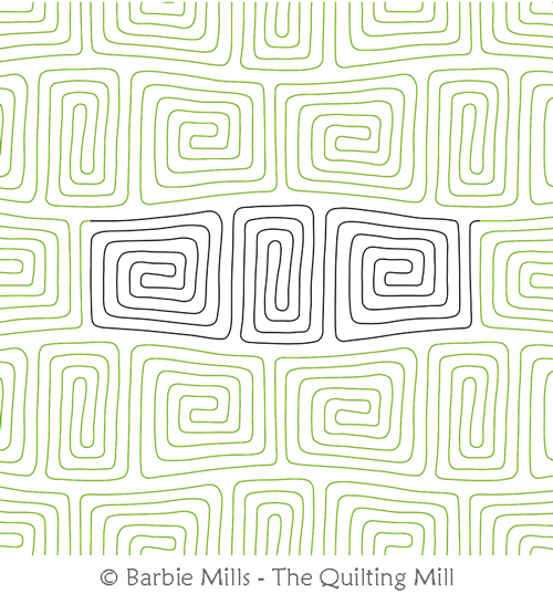 Snail Tracks The Quilting Mill. This image demonstrates how this computerized pattern will stitch out once loaded on your robotic quilting system. A full page pdf is included with the design download.