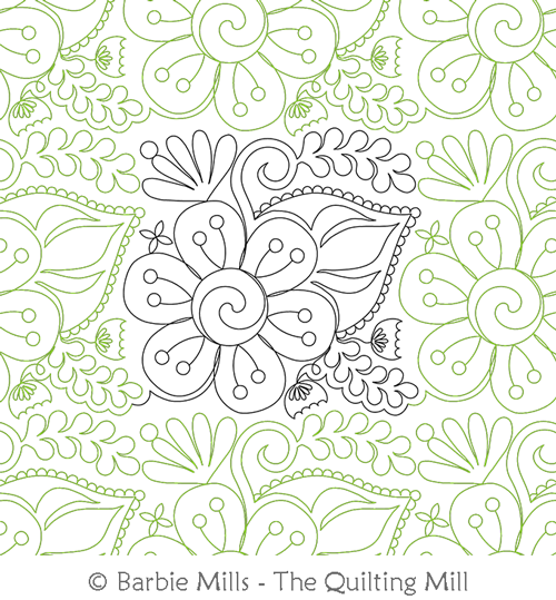 Southern Belle Floral by The Quilting Mill. This image demonstrates how this computerized pattern will stitch out once loaded on your robotic quilting system. A full page pdf is included with the design download.