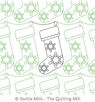 Stocking with Snowflakes by The Quilting Mill. This image demonstrates how this computerized pattern will stitch out once loaded on your robotic quilting system. A full page pdf is included with the design download.