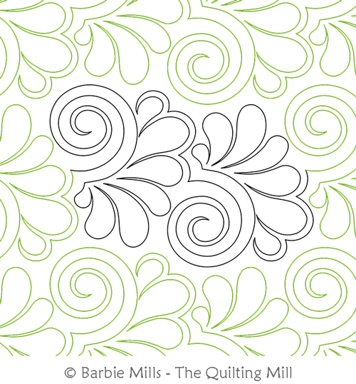 Sublime Swirls. The Quilting Mill. This image demonstrates how this computerized pattern will stitch out once loaded on your robotic quilting system. A full page pdf is included with the design download.