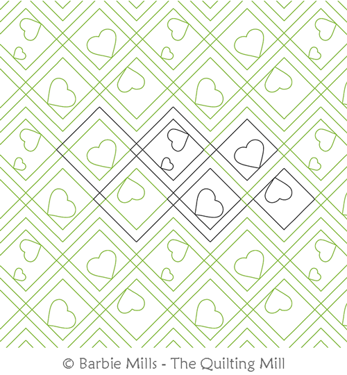 Valentine Plaid by The Quilting Mill. This image demonstrates how this computerized pattern will stitch out once loaded on your robotic quilting system. A full page pdf is included with the design download.