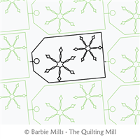Frosty Gift Tag by The Quilting Mill. This image demonstrates how this computerized pattern will stitch out once loaded on your robotic quilting system. A full page pdf is included with the design download.