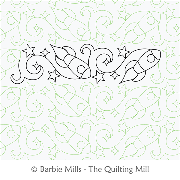 Space Explorer by The Quilting Mill. This image demonstrates how this computerized pattern will stitch out once loaded on your robotic quilting system. A full page pdf is included with the design download.