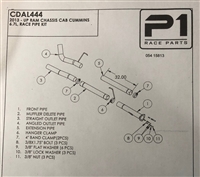 P1 RACE PARTS CDAL444 4" INSTALLER SERIES RACE PIPE 2013-2019 DODGE RAM 6.7L CUMMINS (CAB & CHASSIS)