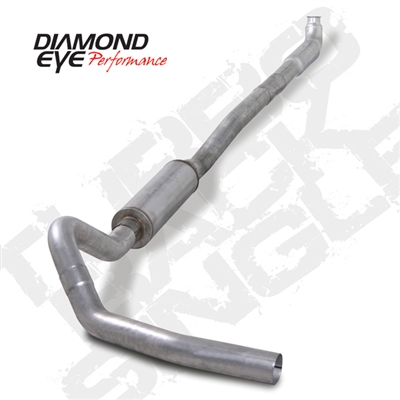 DIAMOND EYE 2001-EARLY 2007 - CHEVY 6.6L DURAMAX DIESEL 4" ALUMINIZED - PERFORMANCE DIESEL EXHAUST KIT - "QUIET TONE" DOWN PIPE BACK (OFF-ROAD) SINGLE - FEATURES 4" "QUIET TONE" DOWN PIPE WITH INTEGRATED RESONATOR