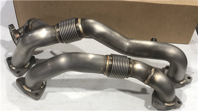 SDP 6.4 Ford 304SS Heavy Wall Up-pipe Set w/ EGR Provision Braced