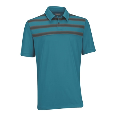 Ashworth EZ-TEC2 Performance Double Knit Chest Print Polo Enamel Blue/Dark Grey