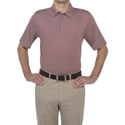 Ashworth EZ-TEC2 Performance Microstripe Polo Burgundy Red/Pebble