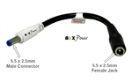 Polarity Reversed 5.5 x 2.5mm Male to Female DC Power Connector