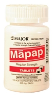 Major Pharmaceuticals 100441, MAJOR ANALGESIC TABLETS Mapap, 325mg, Unboxed, 100s, Compare to Tylenol, NDC# 00904-6719-60, EA