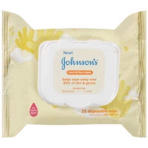 Johnson & Johnson Consumer Products 115454, J&J JOHNSON'S BABY CARE Baby Hand & Face Wipes, 25ct, 4/cs (198 cs/plt), CS
