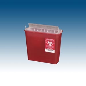 Plasti-Products 141020, PLASTI WALL MOUNTED SHARPS DISPOSAL SYSTEM Container, 5 Qt, Red, 10/bx, 2 bx/cs (30 cs/plt), CS