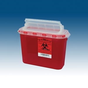 Plasti-Products 143154, PLASTI WALL MOUNTED SHARPS DISPOSAL SYSTEM Container, 5.4 Qt, Red, 10/bx, 2 bx/cs, CS