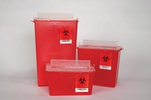 Plasti-Products 145004, PLASTI HORIZONTAL ENTRY SHARPS CONTAINERS Horizontal Entry Container, 4 Qt Red, 25/cs, CS