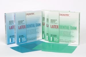 Crosstex International 19201, CROSSTEX DENTAL DAMS Dental Dam, Heavy, Green, 5" x 5", Mint, 52 sheets/bx, BX