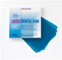 Crosstex International 19300, CROSSTEX DENTAL DAMS Dental Dam, Medium, Blue, 6" x 6", Unflavored, 36 sheets/bx, BX