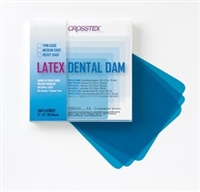 Crosstex International 19301, CROSSTEX DENTAL DAMS Dental Dam, Heavy, Blue, 6" x 6", Unflavored, 36 sheets/bx, BX