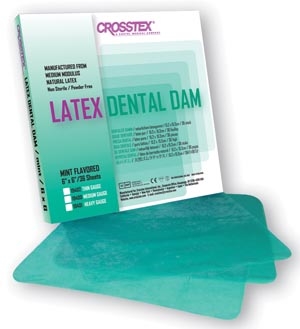 Crosstex International 19402, CROSSTEX DENTAL DAMS Dental Dam, Thin, Green, 6" x 6", Mint, 36 sheets/bx, BX