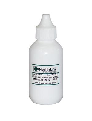 Healthlink-Clorox Holding LLC 400526, HEALTHLINK-CLOROX STAINS AND REAGENTS Potassium Hydroxide, 20% with DMSO, Dropper Bottle, 30mL (Continental US Only) (Item is considered HAZMAT and cannot ship via Air or to AK, GU,