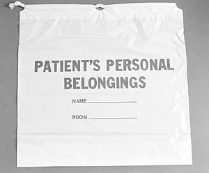 ADI Medical 40219, ADI PATIENT PERSONAL BELONGINGS BAGS Patient Belonging Bag, Cotton Drawstring, 250/cs (48 cs/plt), CS