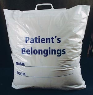 ADI Medical 40229, ADI PATIENT PERSONAL BELONGINGS BAGS Patient Belonging Bag, Plastic Rigid Handle, 250/cs, CS