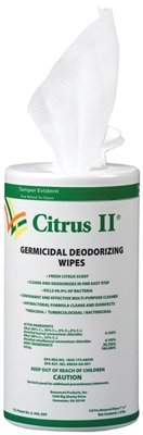 Beaumont Products 633771985, BEAUMONT CITRUS II GERMICIDAL CLEANING WIPES Germicidal Deodorizing Wipes, 125 ct, 6/cs, CS