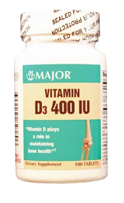 Major Pharmaceuticals 700037, MAJOR VITAMIN D Vitamin D, 400 IU Tablets, 100s, NDC# 00904-5823-60, EA