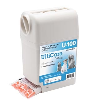 UltiMed 7251, ULTIMED ULTRICARE VETRX DIABETES CARE INSULIN SYRINGES UltiGuard U-100 Syringe Dispenser, 29G x, 1/2cc, 100/bx, BX