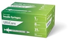 UltiMed 9419, ULTIMED ULTICARE INSULIN SYRINGES Insulin Syringe, 1cc, 31G x 5/16, 100/bx, BX