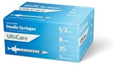 UltiMed 9459, ULTIMED ULTICARE INSULIN SYRINGES Insulin Syringe, 1/2cc, 31G x 5/16, 100/bx, BX
