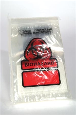 RD Plastics B100, RD PLASTICS BIOHAZARD RECLOSEABLE BAG Biohazard Bag, 6 x 9", Closure Flap, 3" x 5" Absorbent Insert Pad, 500/cs, CS