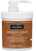 Hygenic/Performance Health BVCOC14Z, HYGENIC/PERFORMANCE HEALTH BON VITAL COCONUT MASSAGE CREME Coconut Massage CrEme, 14 oz Jar with Pump, EA