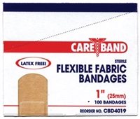ASO CBD4019, ASO CAREBAND FABRIC ADHESIVE STRIP BANDAGES Fabric Strip Bandage, 1 x 3"", Latex Free (LF), 100/bx, 12 bx/cs, CS