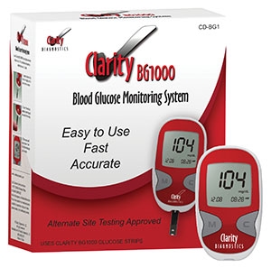 Clarity Diagnostics, LLC CD-BG1, CLARITY DIAGNOSTICS GLUCOSE Clarity BG1000 Blood Glucose Meter Kit Only, 1/bx, BX