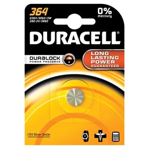 Duracell D364BPK, DURACELL MEDICAL ELECTRONIC BATTERY Battery, Silver Oxide, Size 364, 1.5V, 6/cs (UPC# 66272), CS