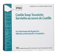 PDI - Professional Disposables, Intl. D41900, PDI CASTILE SOAP TOWELETTE Castile Soap Towelette, 2% Coconut Oil, 1/pk, 100 pk/bx, 10 bx/cs (63 cs/plt) (US Only), CS